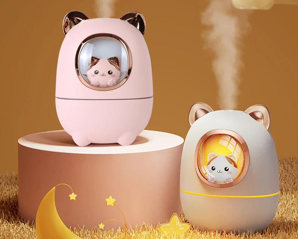 USB Air Humidifier, Cute Cat with Night Light